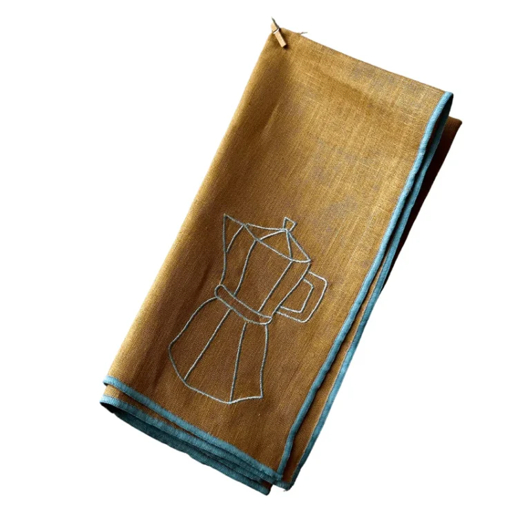 Linen Embroidered Napkins | 'Cafetiere'